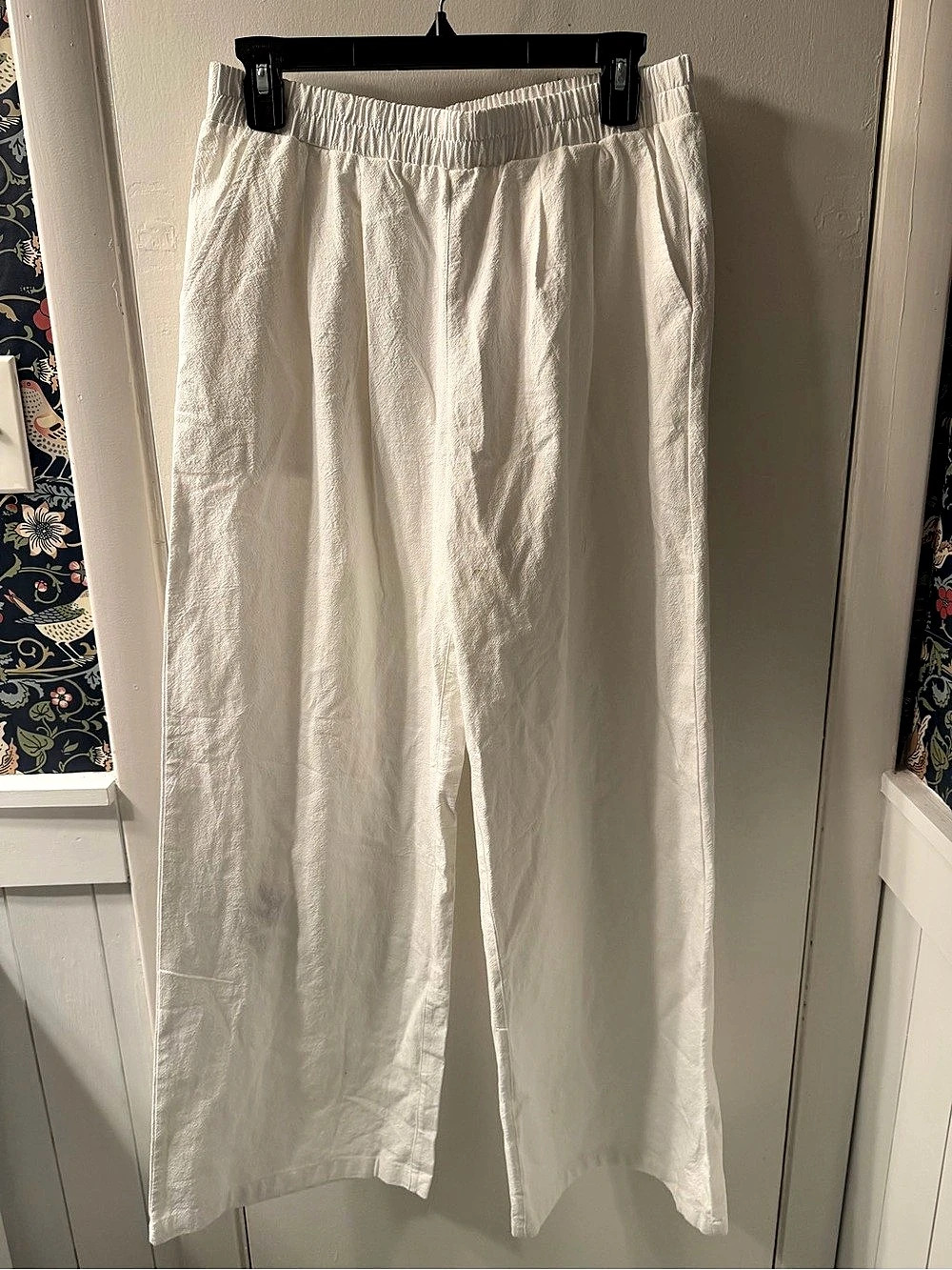 Wide Leg Cotton Pants in White Size Medium NWT
